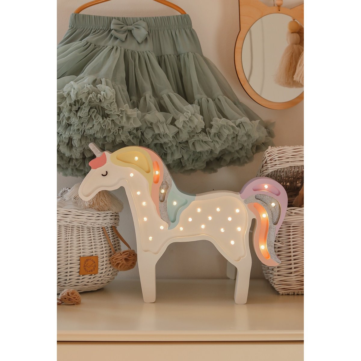 Lampe Veilleuse Licorne Arc en ciel blanc, LITTLE LIGHTS
