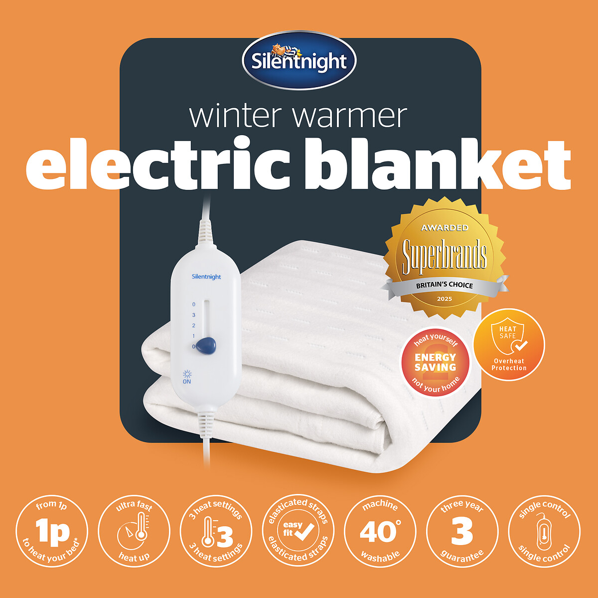 Super King Winter Warmer Electric Blanket white, SILENTNIGHT