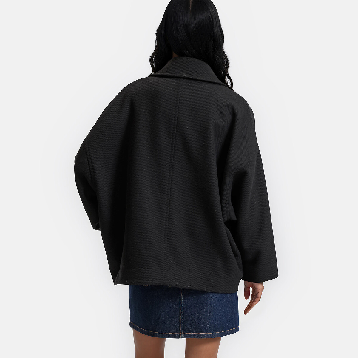 Manteau court oversize boutonné noir, LA REDOUTE COLLECTIONS