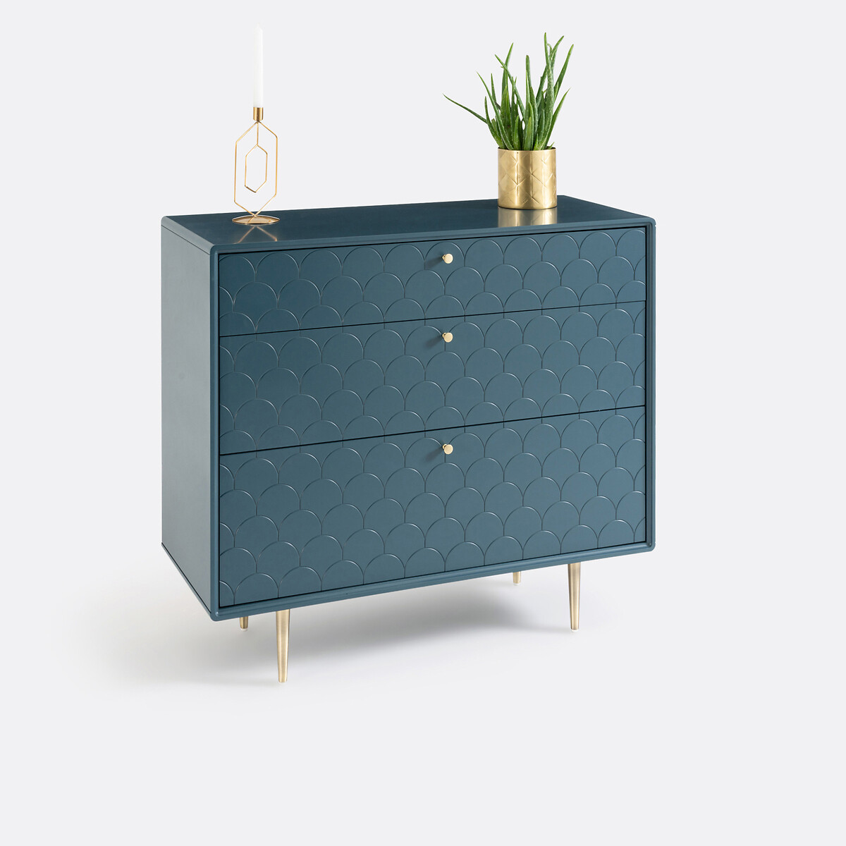 Commode 3 tiroirs, Luxore bleu de prusse, LA REDOUTE INTERIEURS