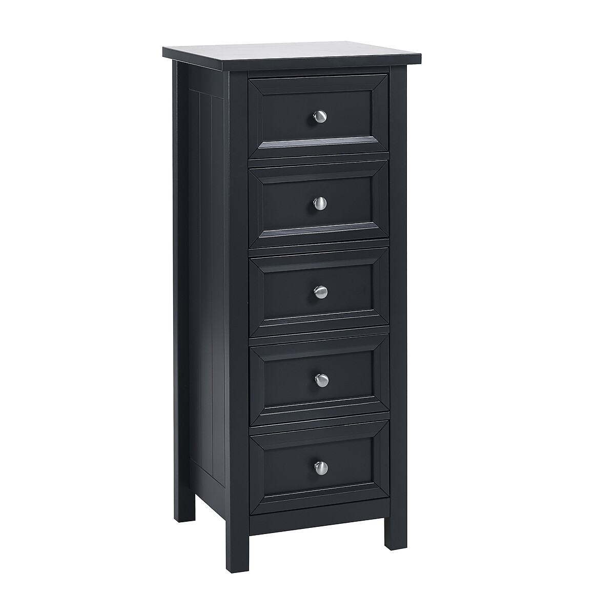 Portland Shaker Style Tallboy Chest of 5 Drawers charcoal, SO'HOME