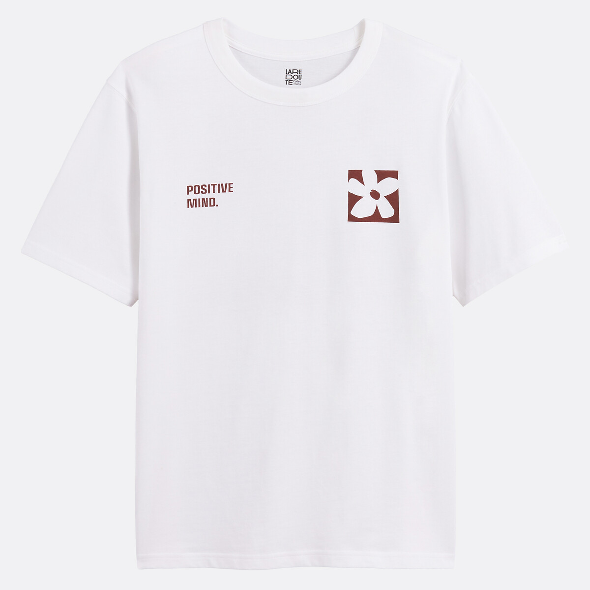 T-shirt boxy fit in cotone, stampa floreale bianco, LA REDOUTE COLLECTIONS