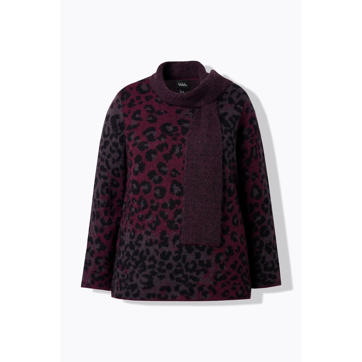 Pull à col châle et manches longues rouge vin foncé, ULLA POPKEN