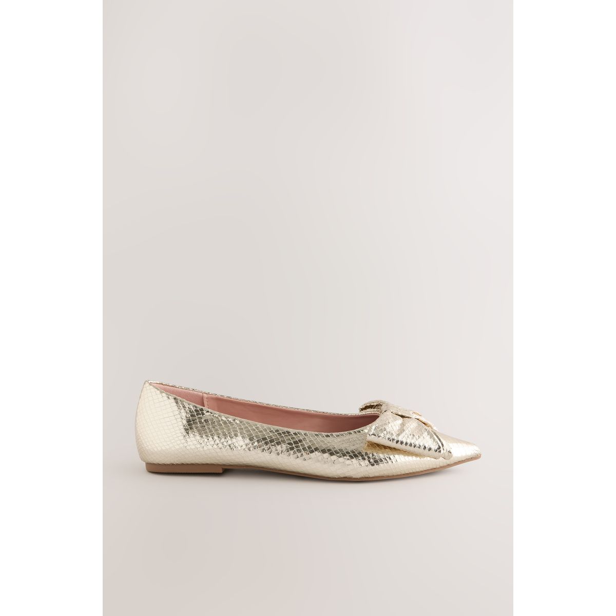 Ballerines avec nœud bout pointu doré, NEXT