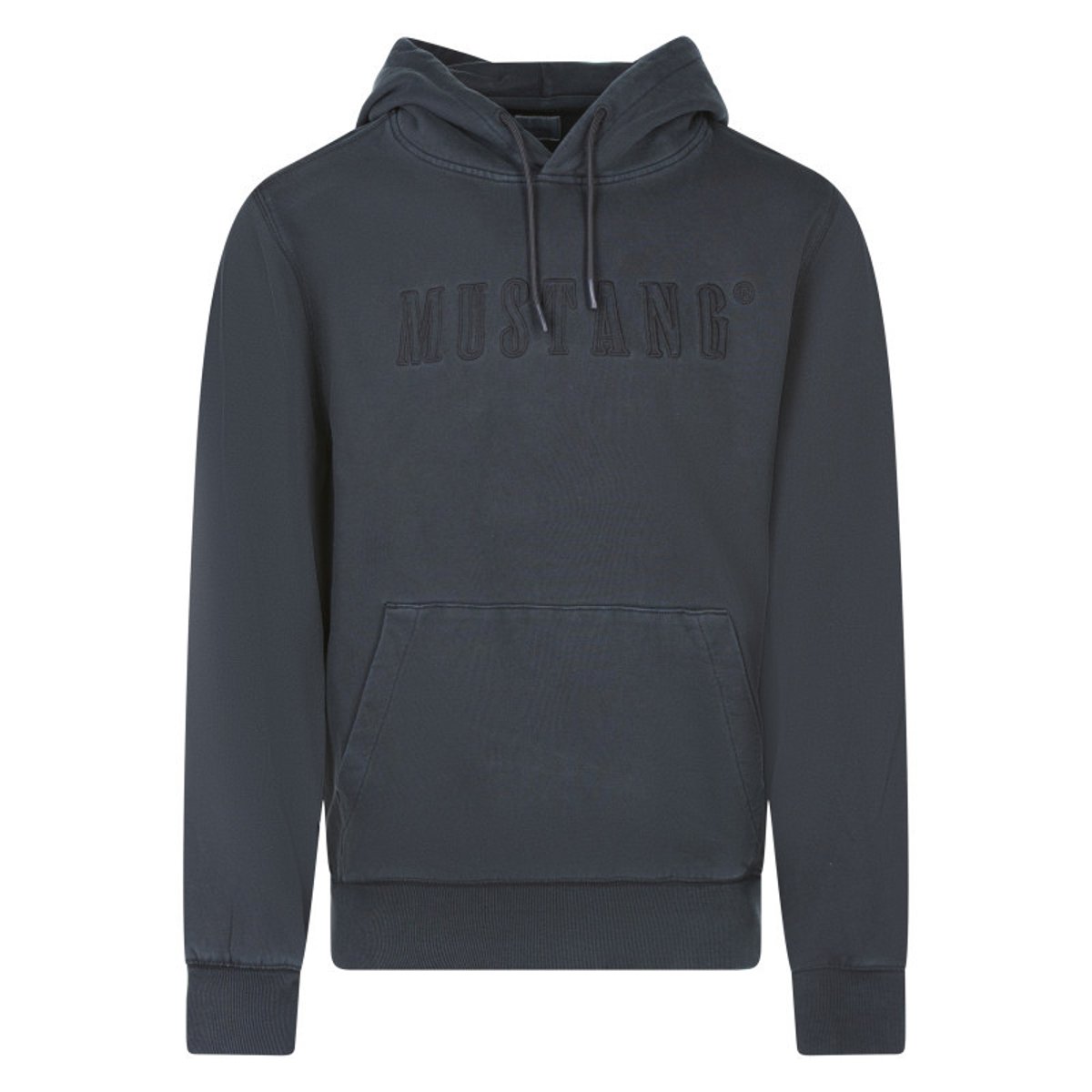 Sweat en coton noir uni avec une coupe droite et un col à capuche noir, MUSTANG