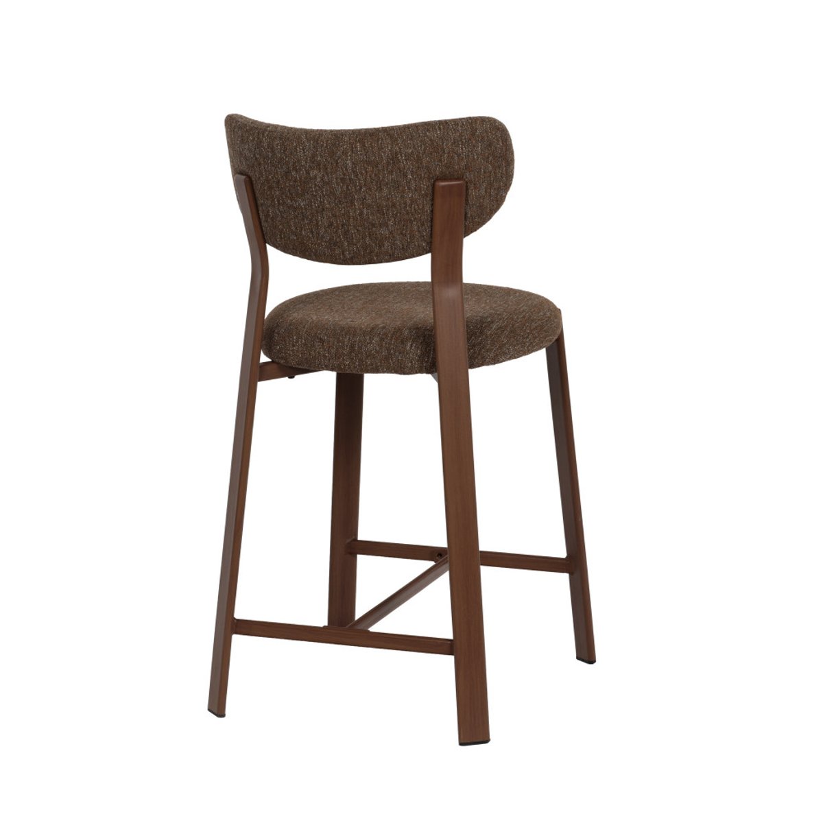 Tabouret de bar Gleen assise 65 cm en bouclette marron, AMADEUS