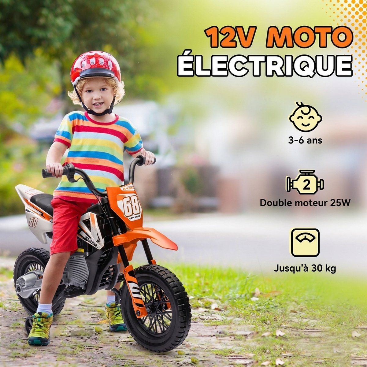 Moto électrique à conducteur assis PP orange, AIYAPLAY