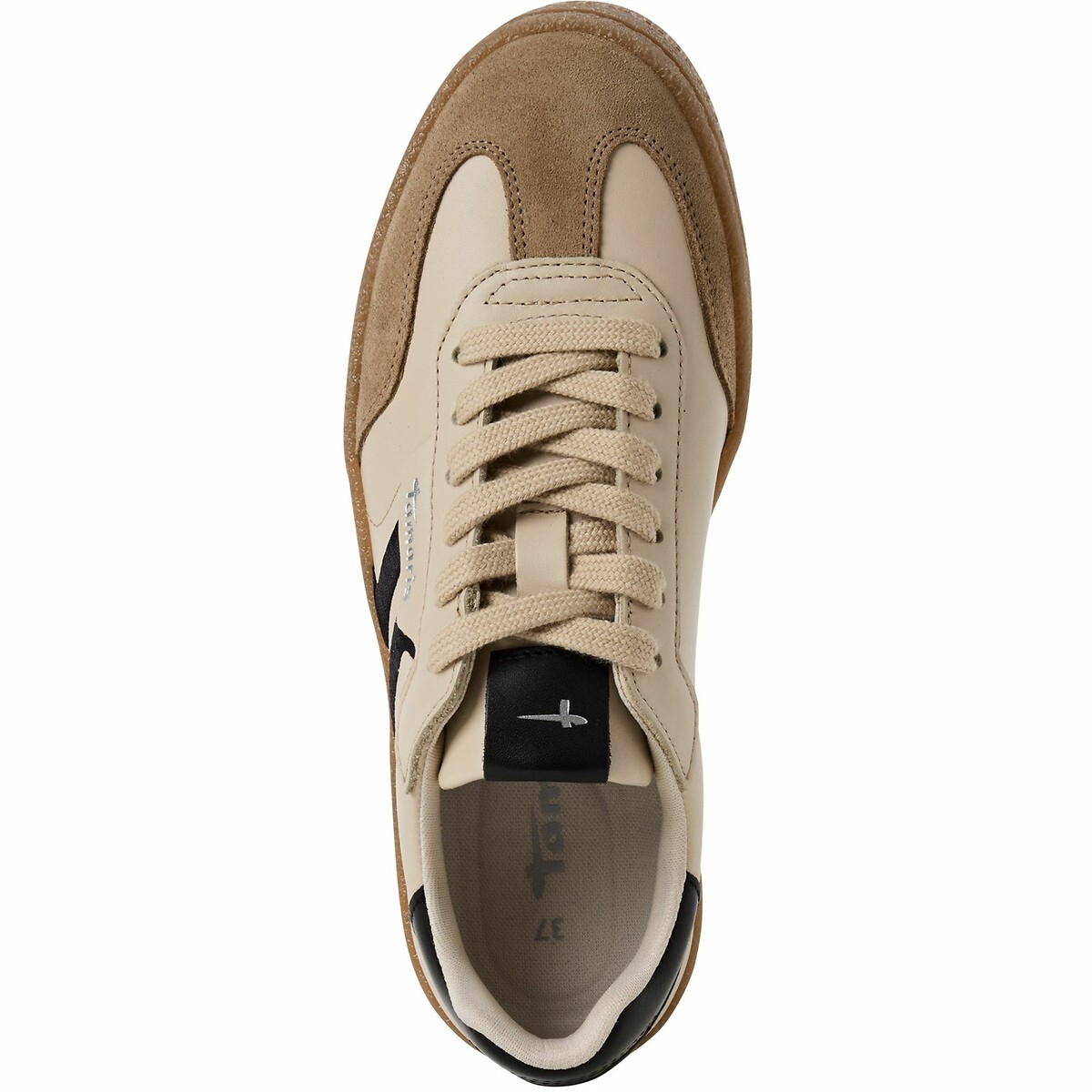 Baskets en cuir beige, TAMARIS