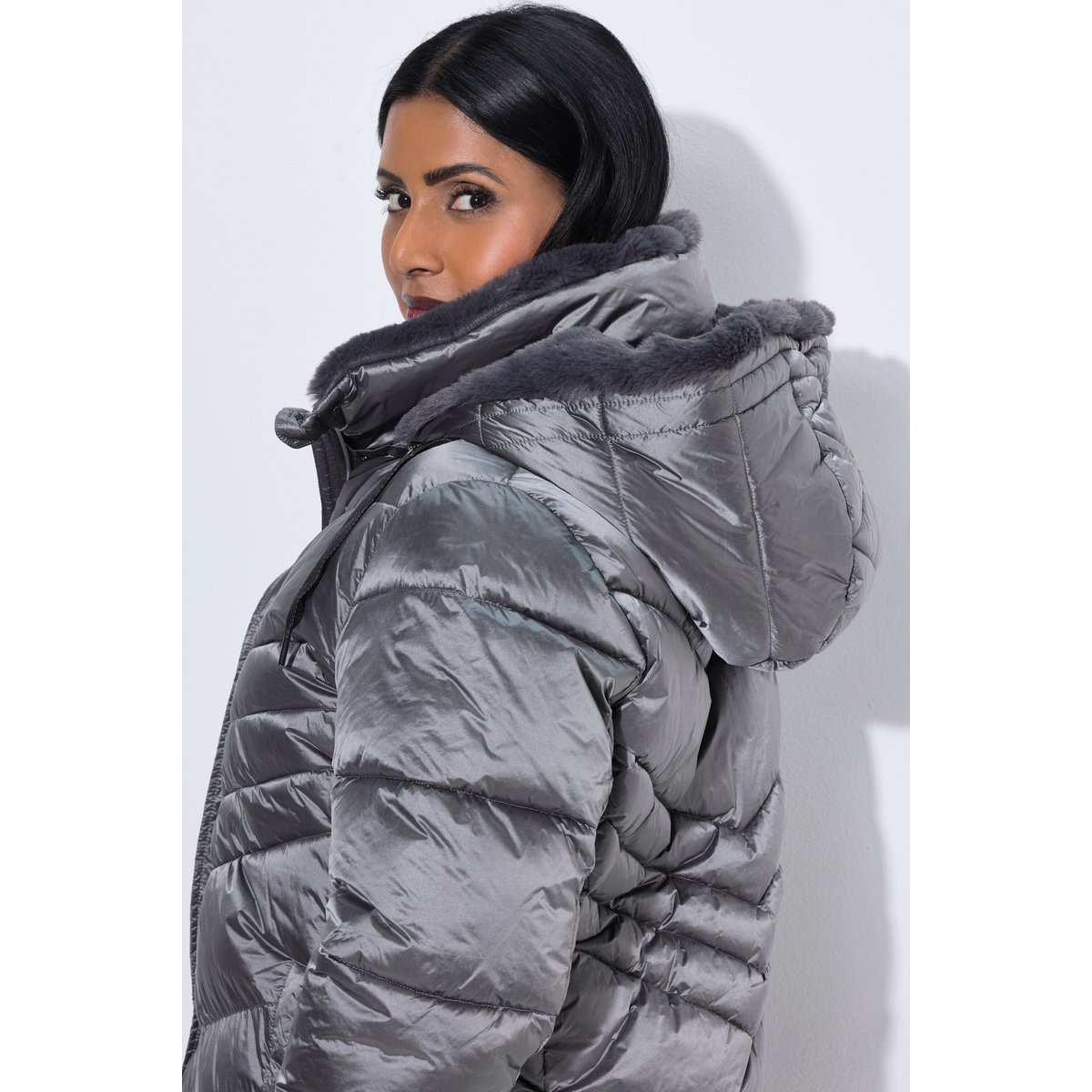 Manteau matelassé HYPAR, effet métallisé anthracite, ULLA POPKEN