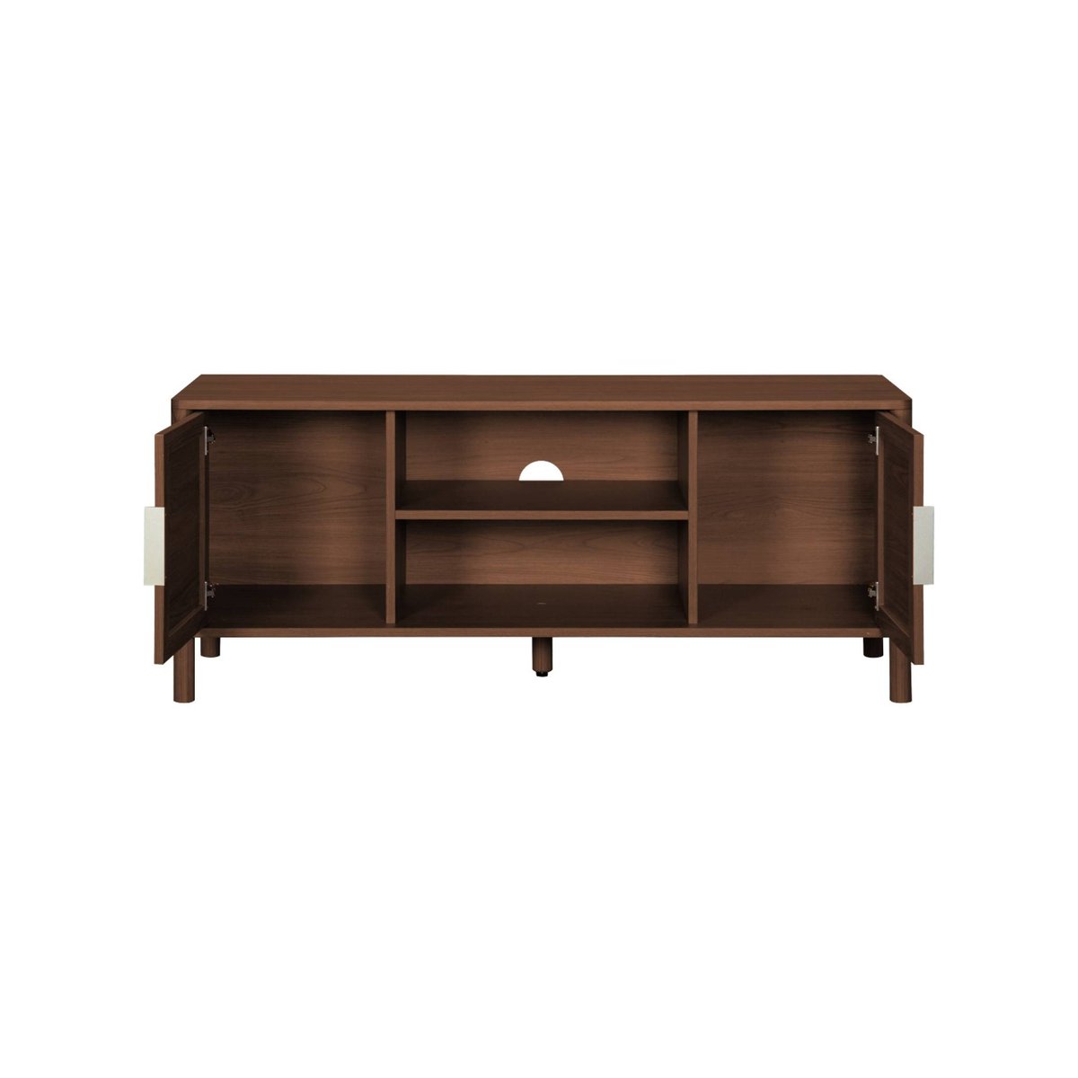 Meuble TV vintage décor bois et cannage 2 portes 120cm ETTA noyer, SWEEEK