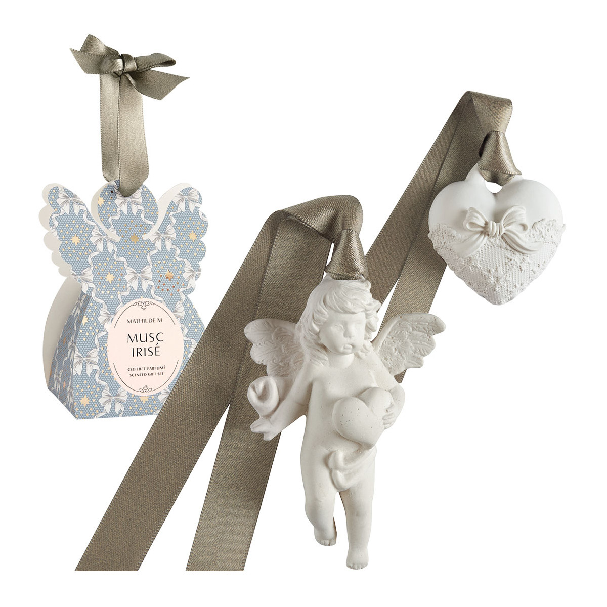 Coffret Surprises Ange parfum Musc Irisé RUBANS DE FÊTE bleu, MATHILDE M