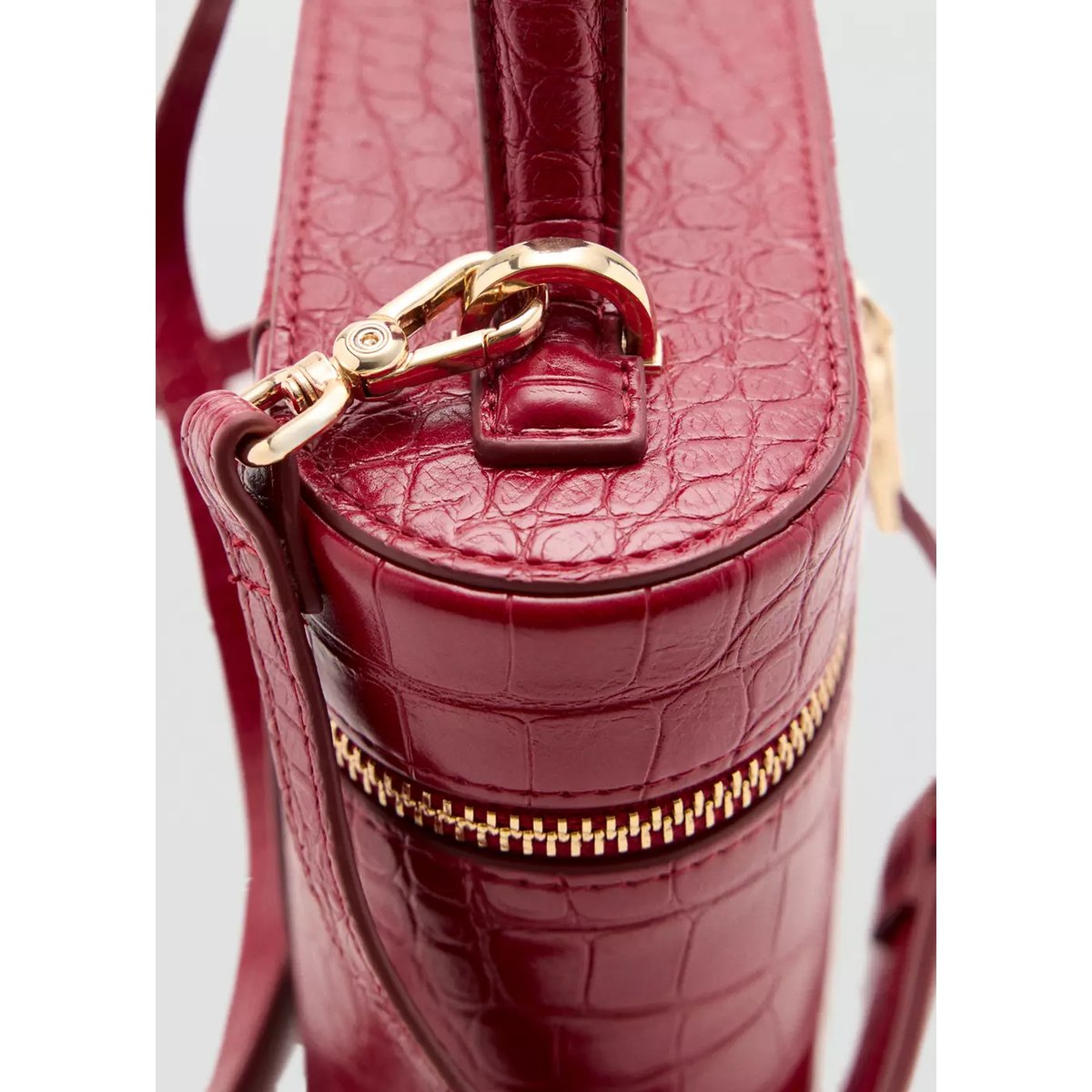 Sac vanity effet crocodile rouge, MANGO
