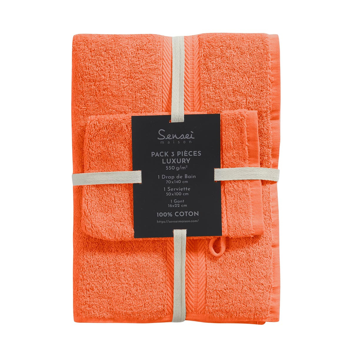 Ensemble de bain avec tapis 4 pièces LUXURY corail, SENSEI MAISON