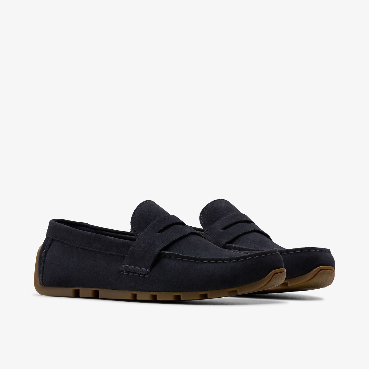 Mocassins ultra souples en cuir Corsley Bar bleu marine, CLARKS