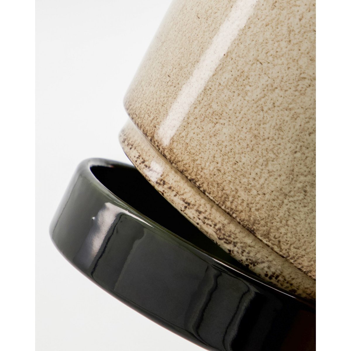 Lot de 2 cache-pots en céramique Lima beige, vert, HOUSE DOCTOR