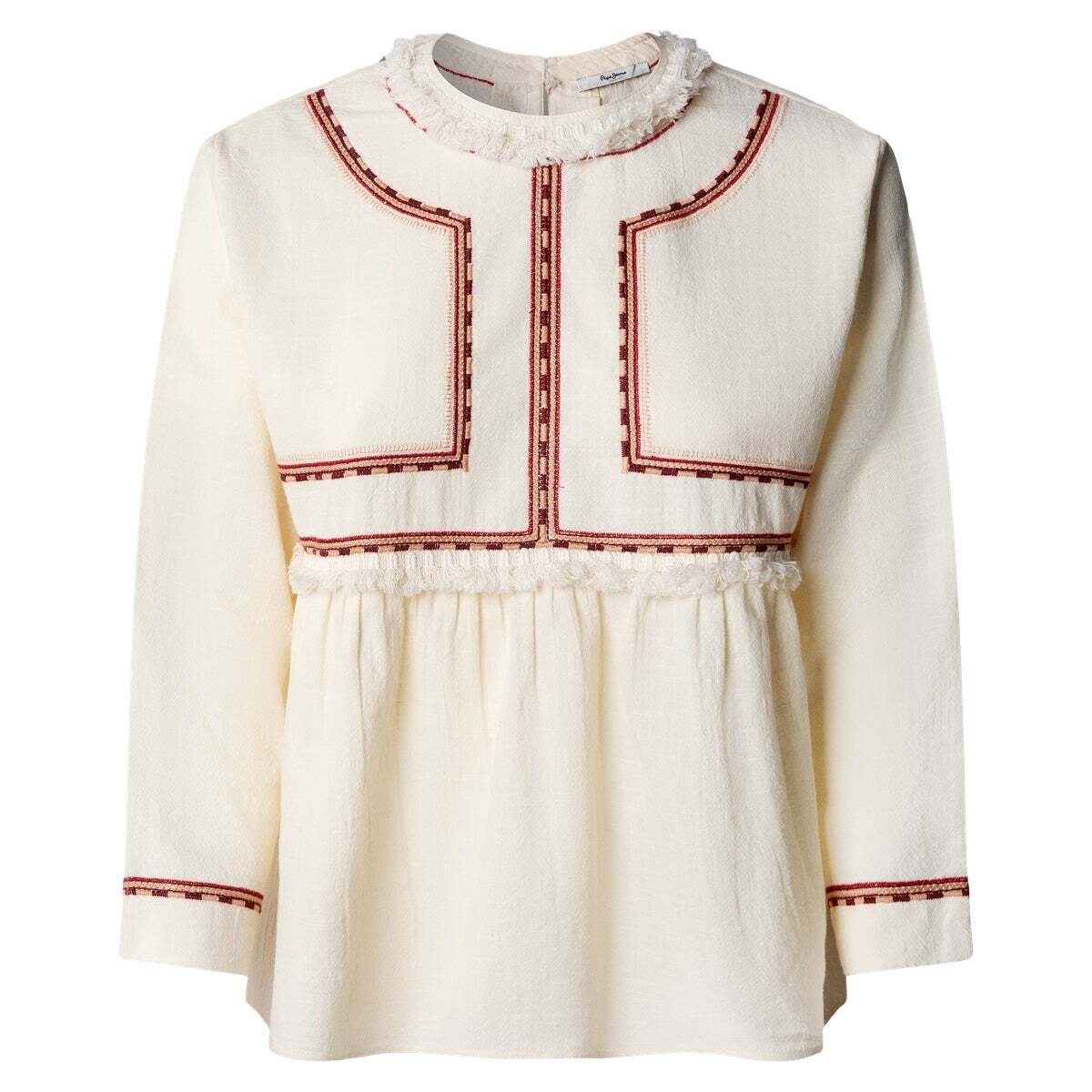 Blouse Avec Détails Brodés blanche toile, PEPE JEANS