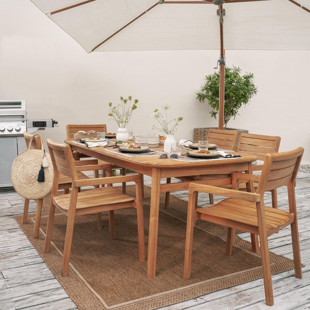 Table de jardin extensible en teck, AURORA marron, NATERIAL