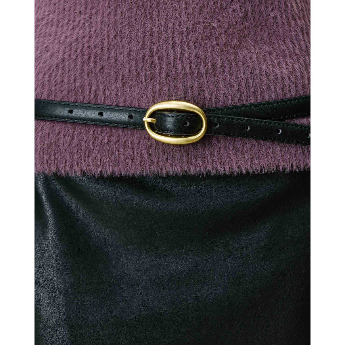 Ceinture fine en similicuir chocolat Abel noir, GRACE & MILA