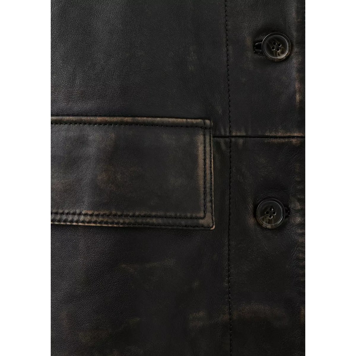 Veste cuir effet usé marron, MANGO