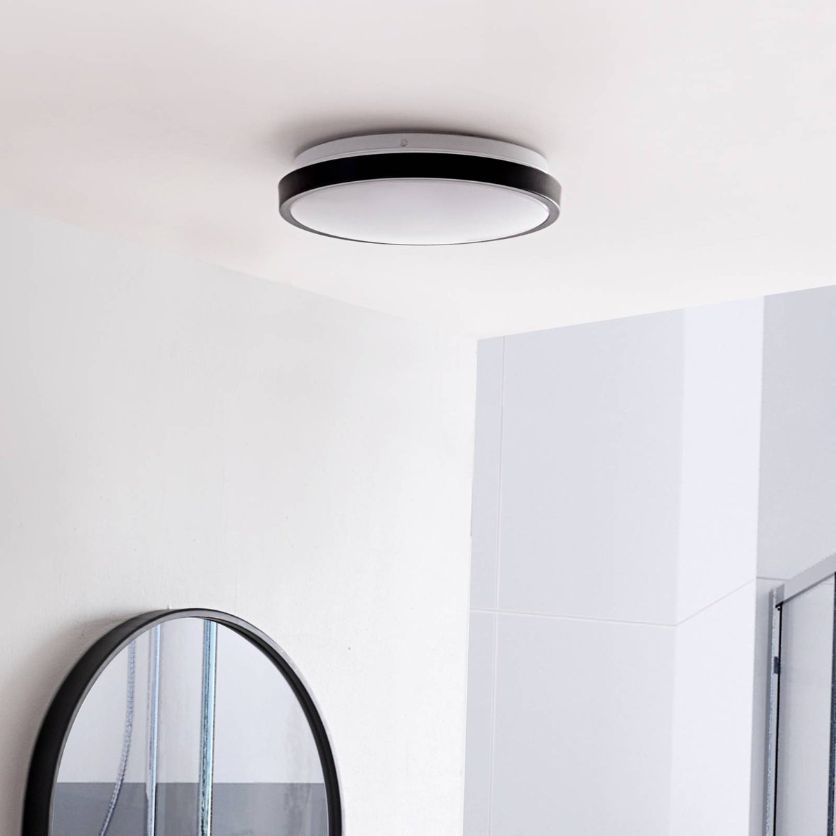Plafonnier en métal moderneLED, Medon noir, blanc, LINDBY