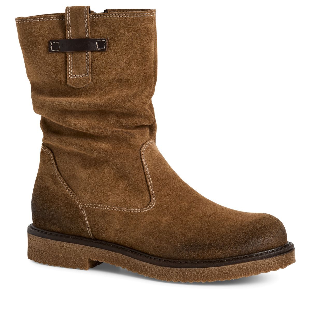 Bottes mi-hautes en cuir marron, TAMARIS