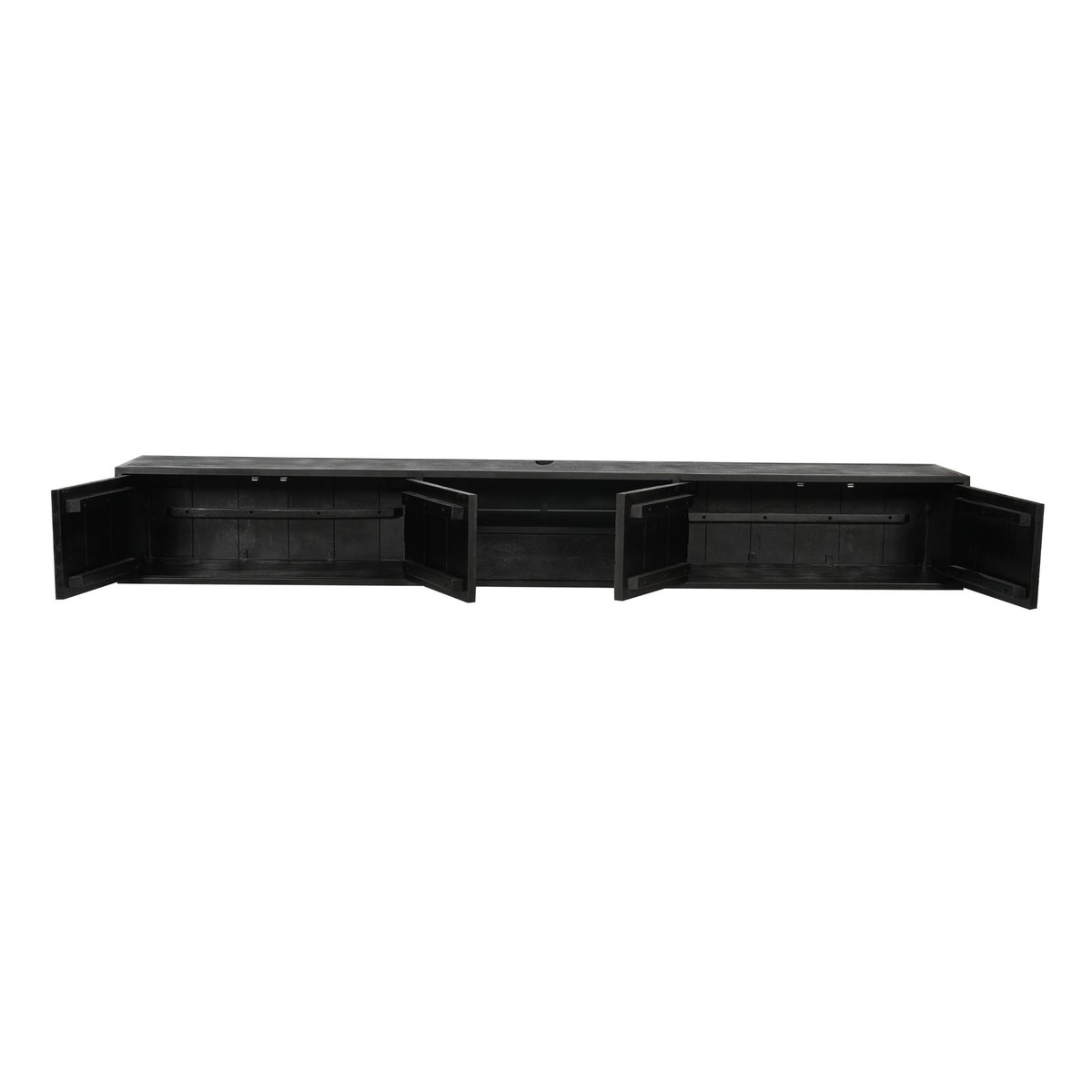 Meuble TV noir suspendu en bois avec rangement 280 cm ALVERA noir, PIER IMPORT