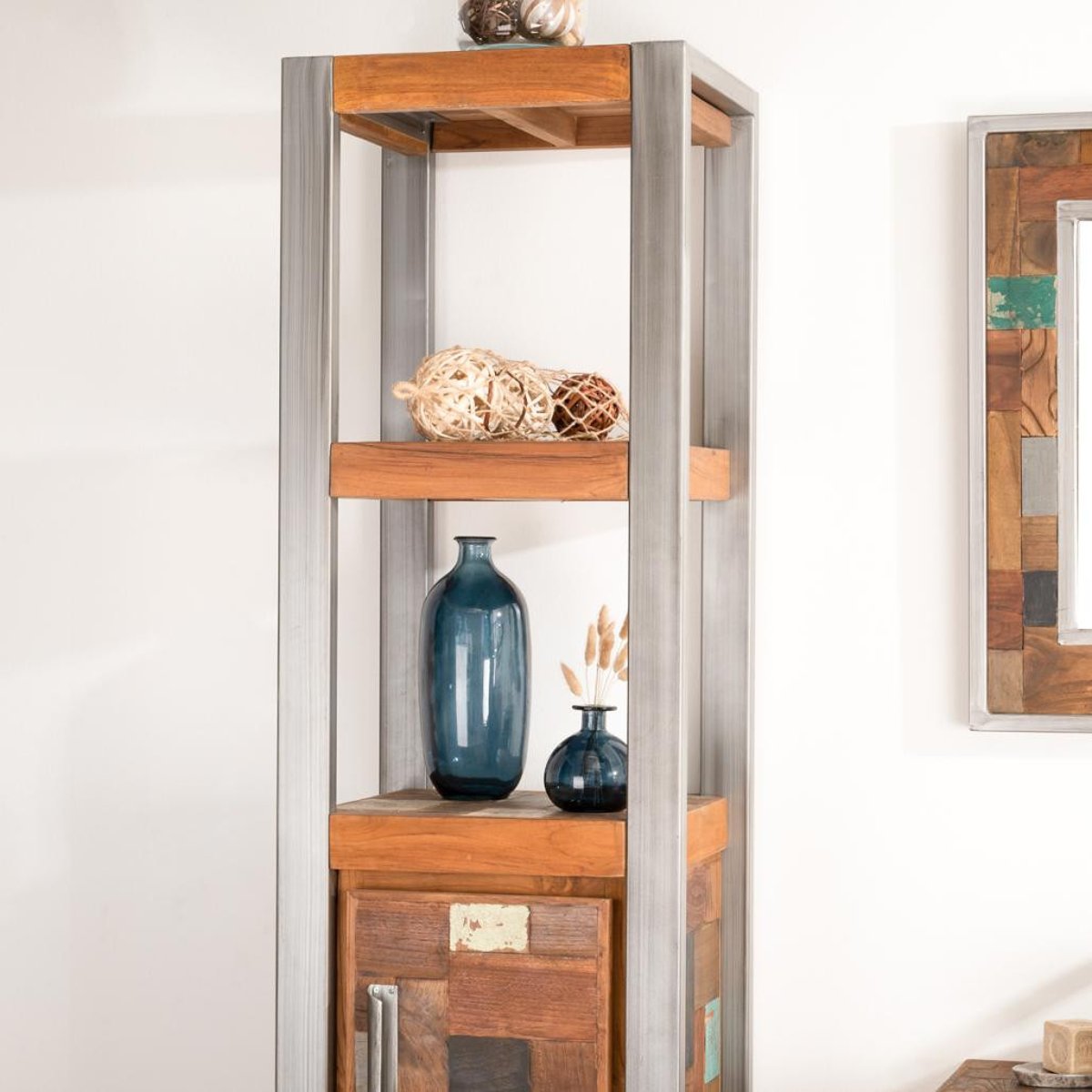 Colonne de teck métal rectangle 190 cm FACTORY naturel, WANDA COLLECTION