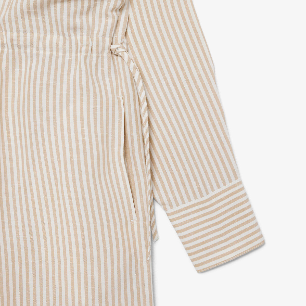 Robe chemise oversize lin mélangé beige-8gi, LACOSTE