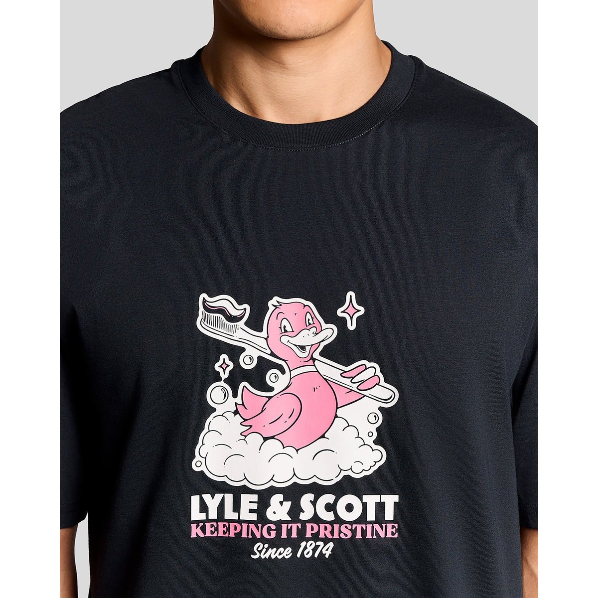 T-shirt imprimé dos graphique bleu foncé marine, LYLE & SCOTT