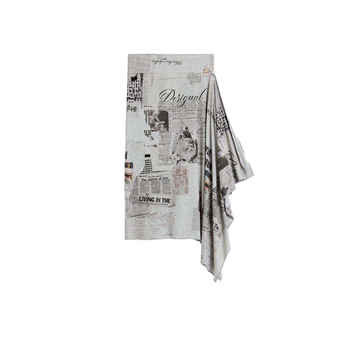 Jupe asymétrique imprimée gris, DESIGUAL
