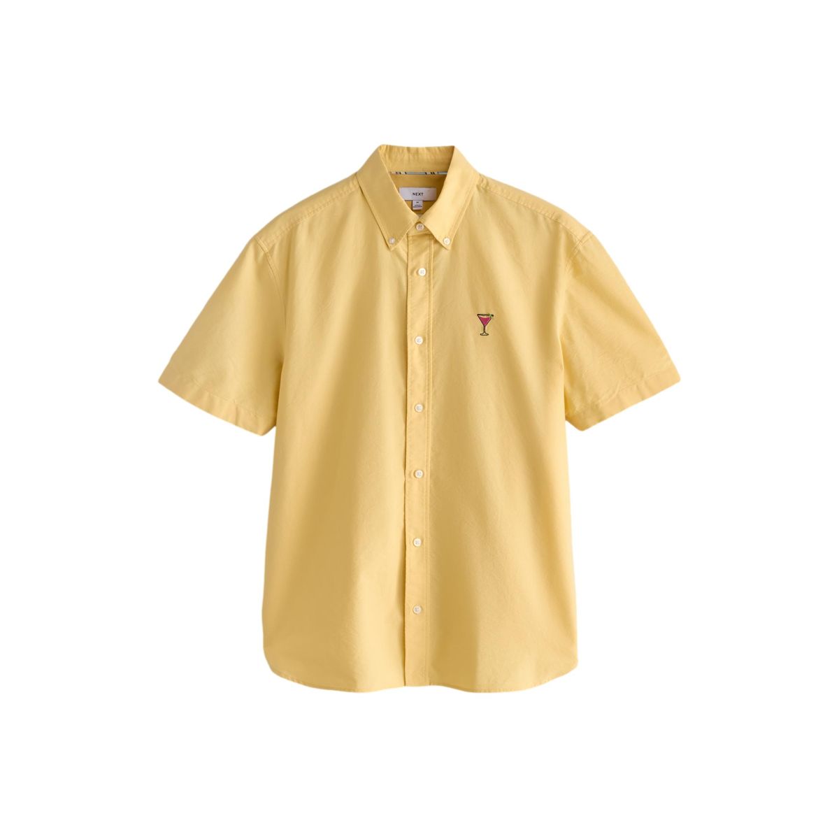 Chemise oxford légère à manches courtes broderie jaune, NEXT