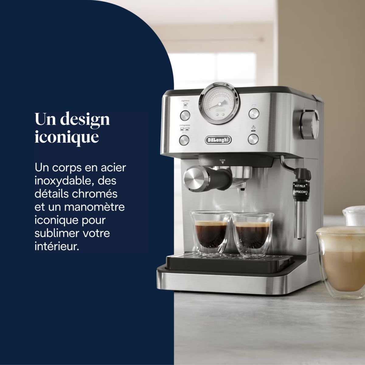 Machine à expresso Linea Classic EM450.M Argent couleur unique, DELONGHI