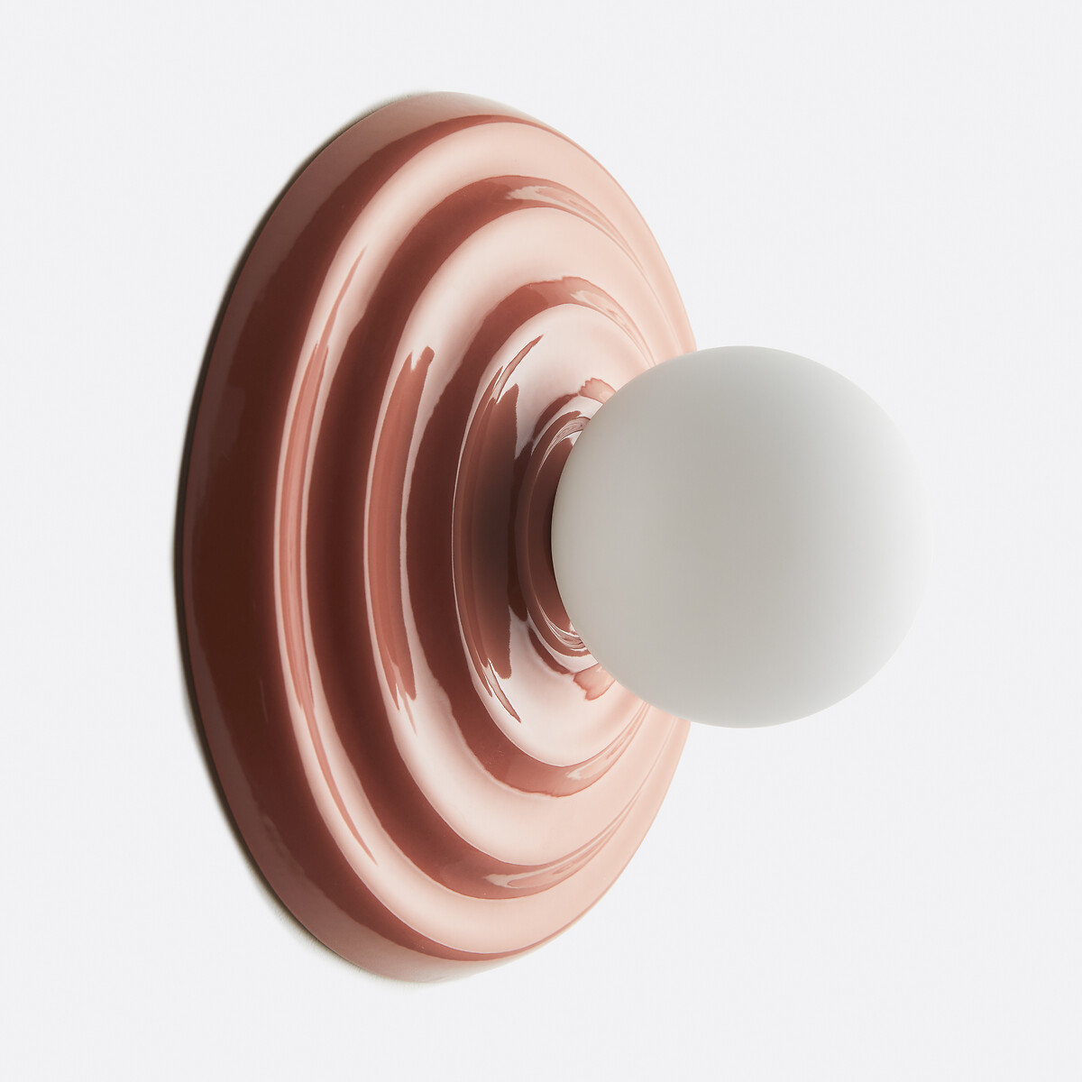 Holi Wall Or Ceiling Light in Ceramic and Opaline Glass, Diameter 24.5cm terracotta, LA REDOUTE INTERIEURS