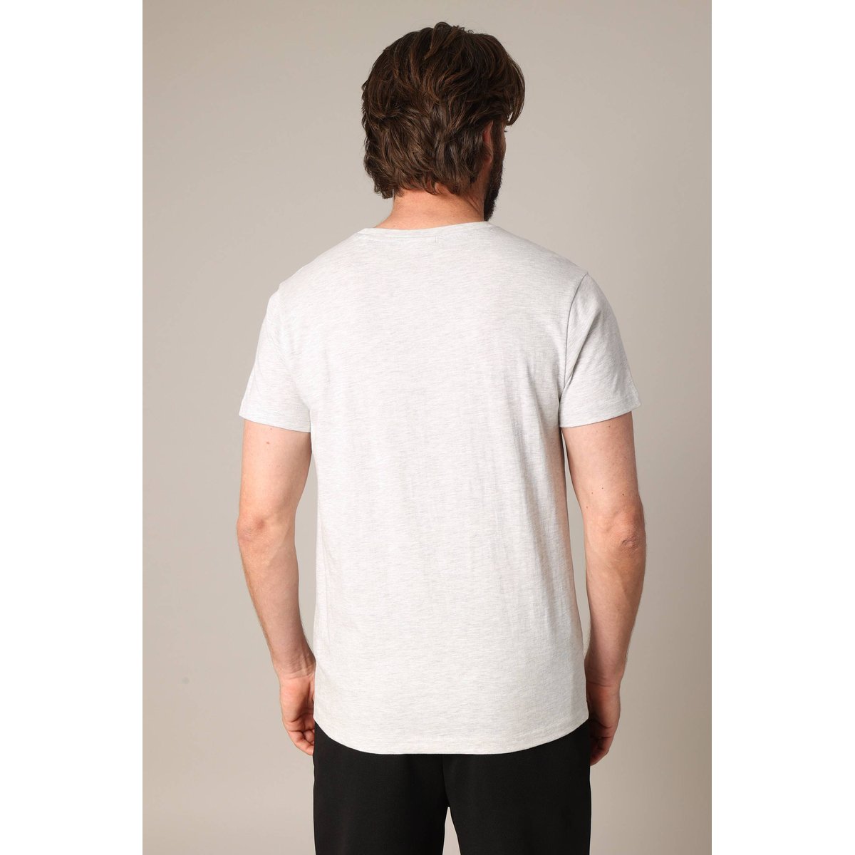 T-shirt 100% coton avec imprimé squelette coureur, col rond et coupe droite. RUNNING light grey mel, DEELUXE
