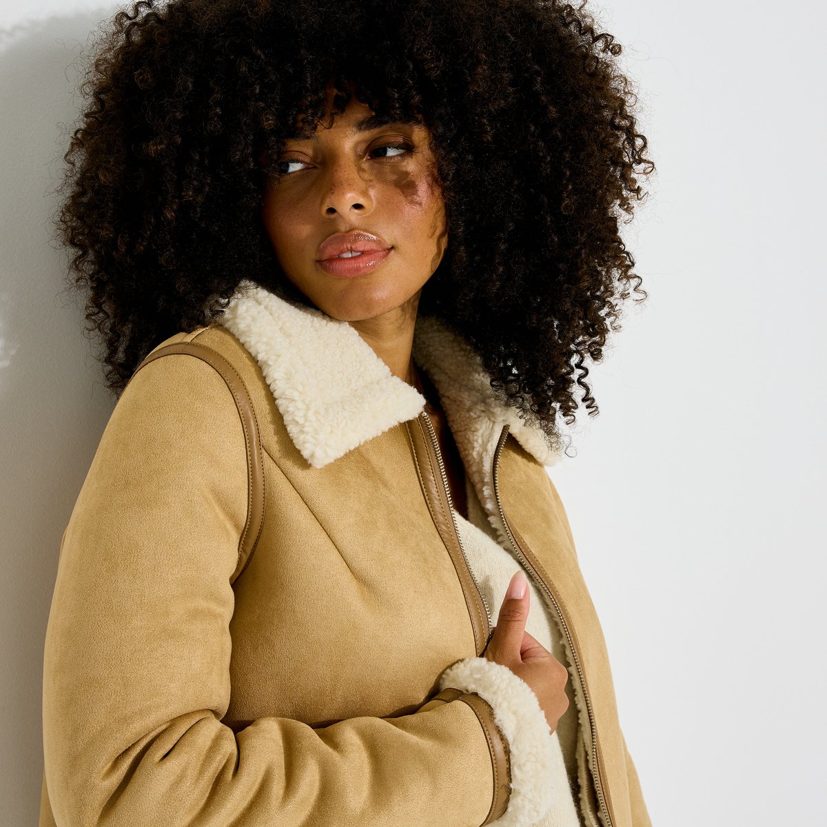 Blouson en suédine beige, GRAIN DE MALICE