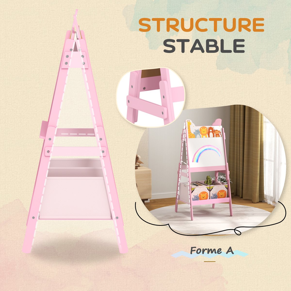 Chevalet pour enfants MDF Rose rose, AIYAPLAY