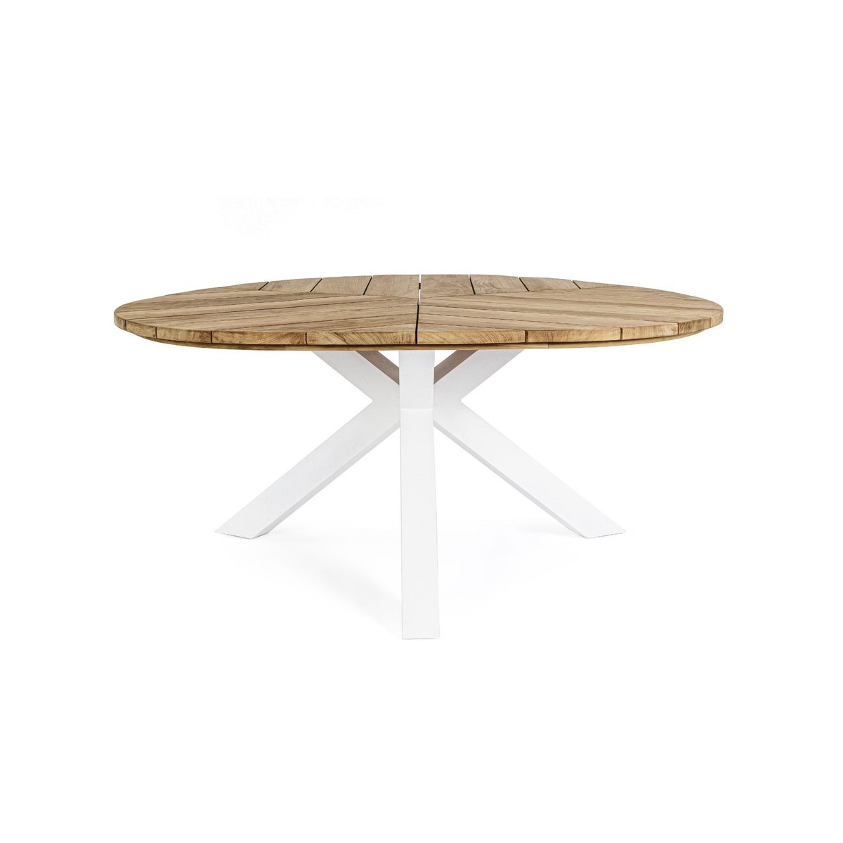 Table de jardin forme galet en teck et aluminium L160 - CAP FERRET blanc, HELLIN, DEPUIS 1862