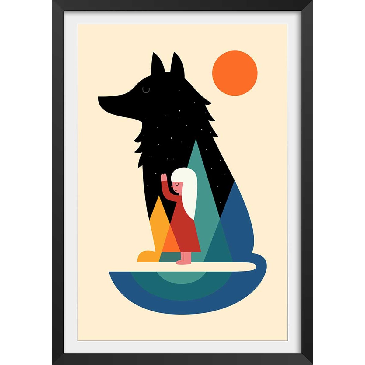 Affiche  amis pour la vie affiche + cadre en bois - noir, HEXOA