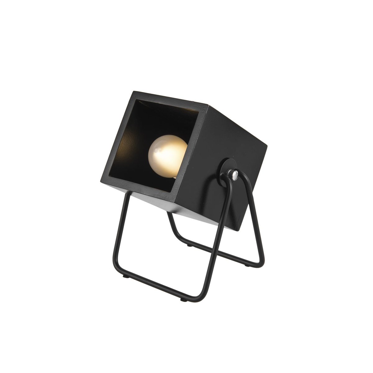Lampe En Bois Et Métal Carrée Hefty noir, PRESENT TIME