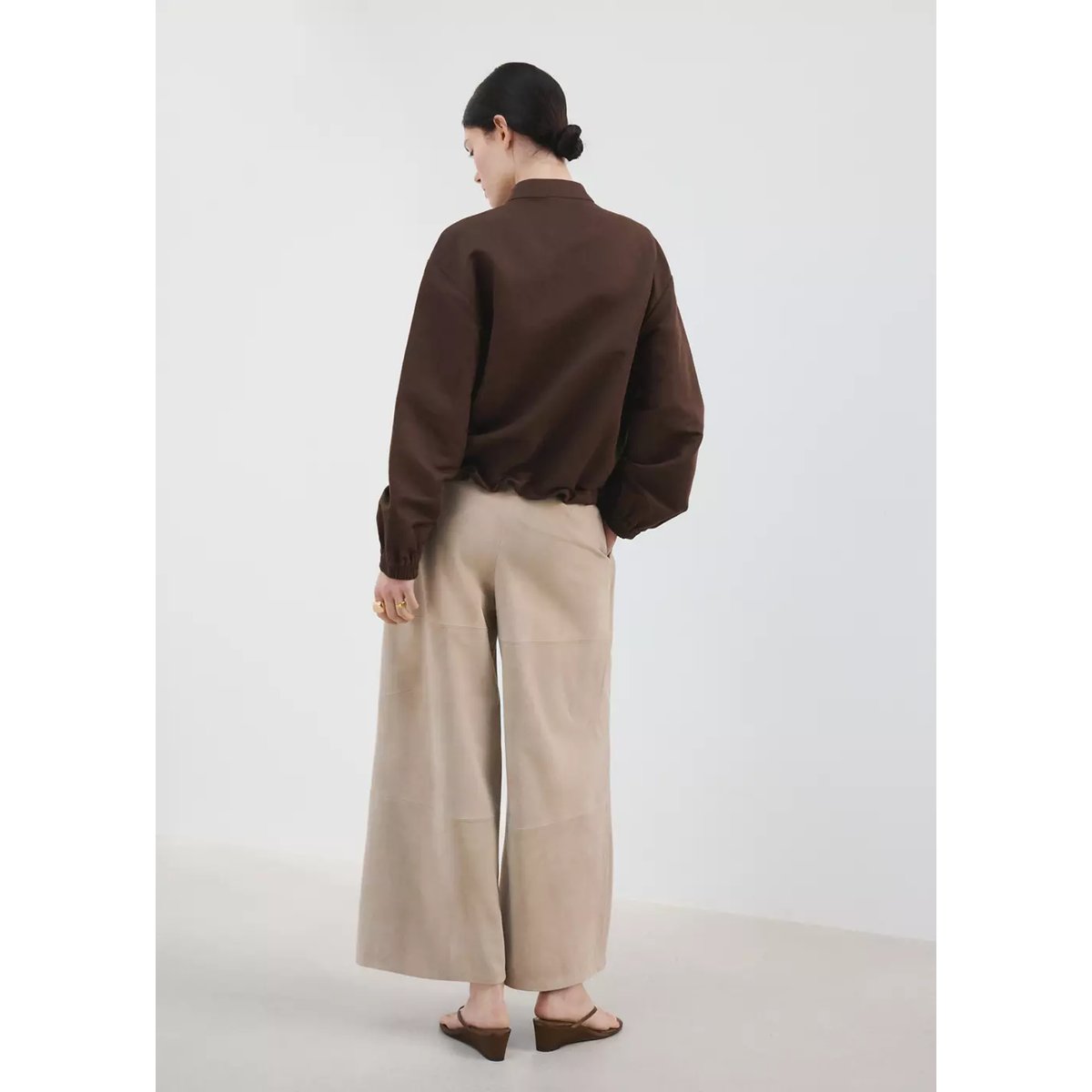 Veste bomber lin chocolat, MANGO