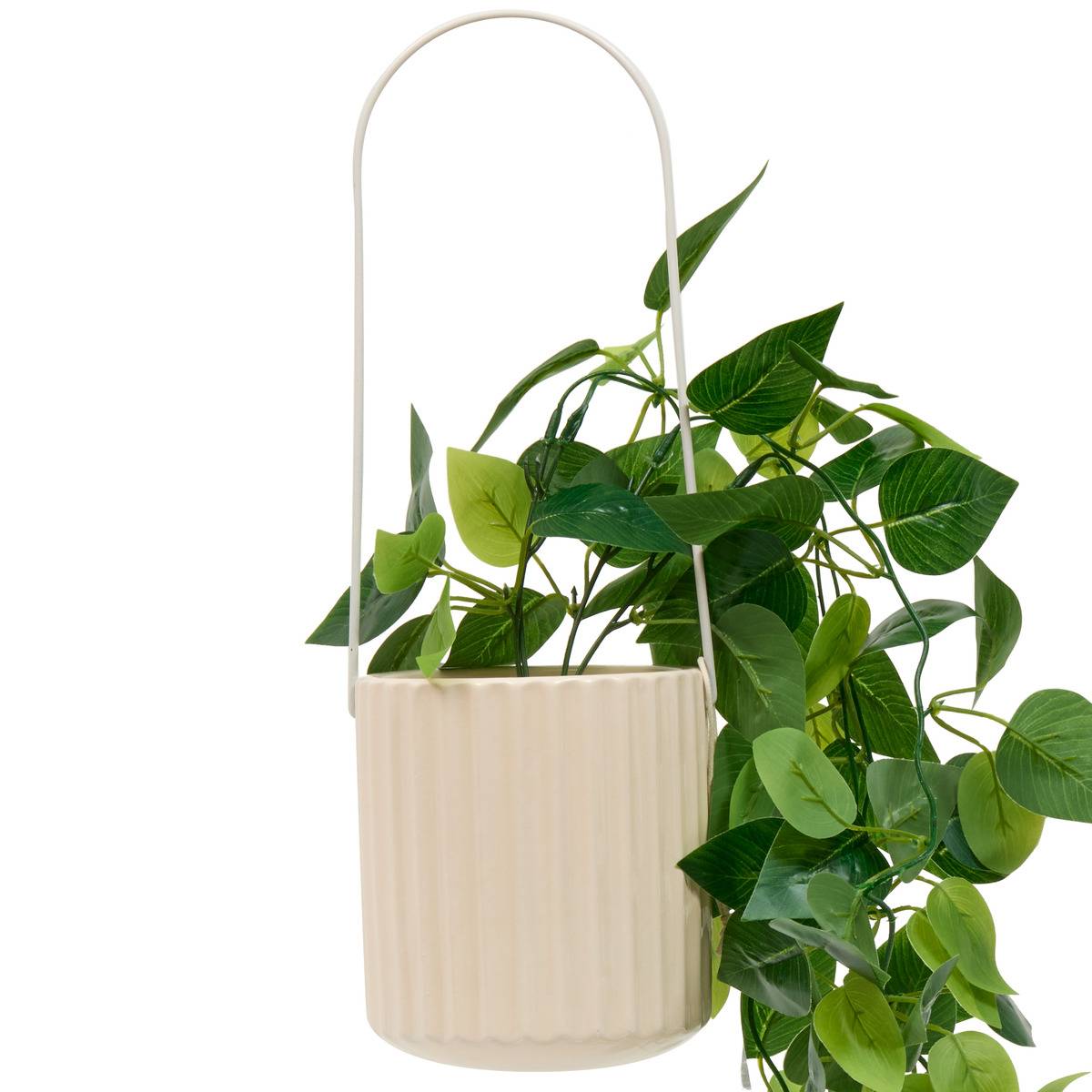 Plante artificielle suspendue pot céramique POOL beige, ATMOSPHERA