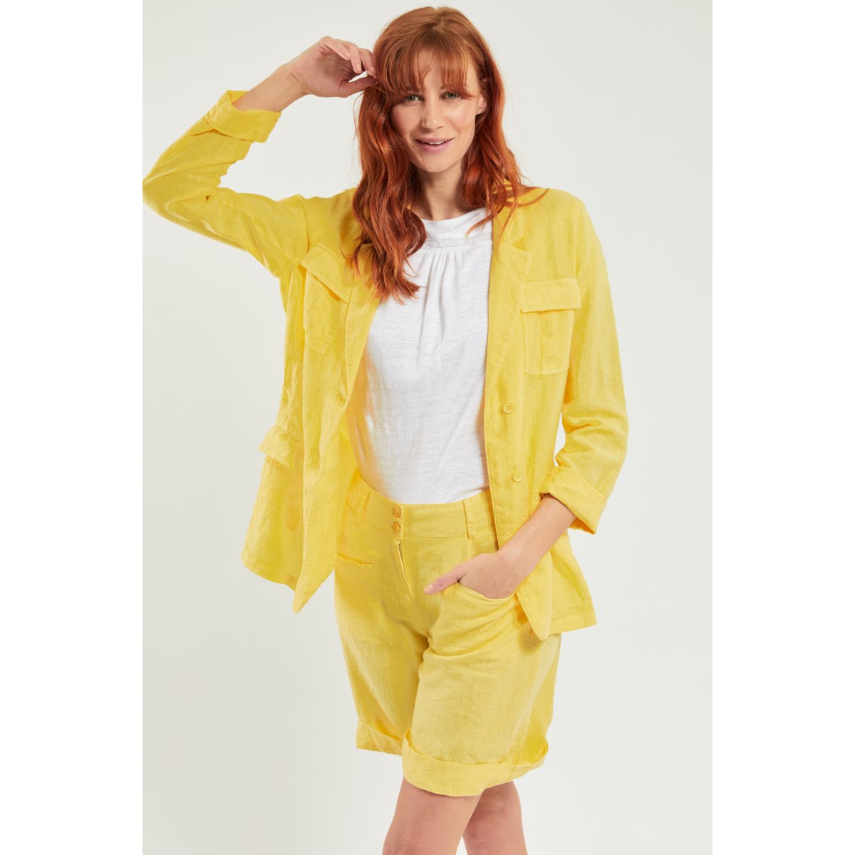 Veste saharienne en lin Sienna paille, TERRE & MER