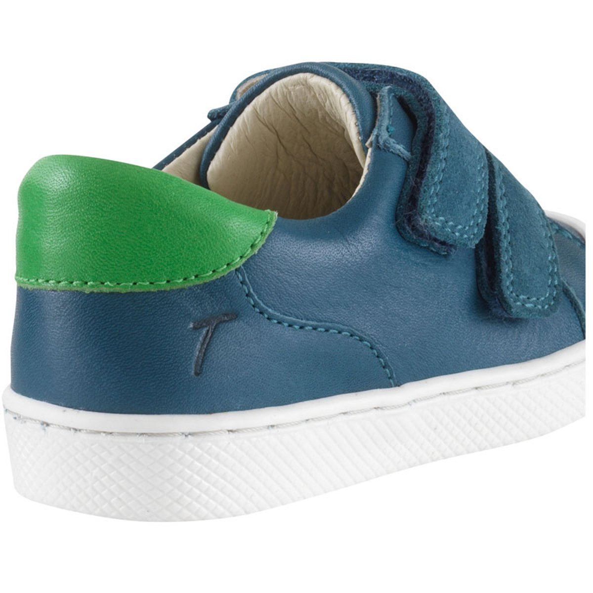 Baskets cuir enfant Happy bleu canard, TICHOUPS