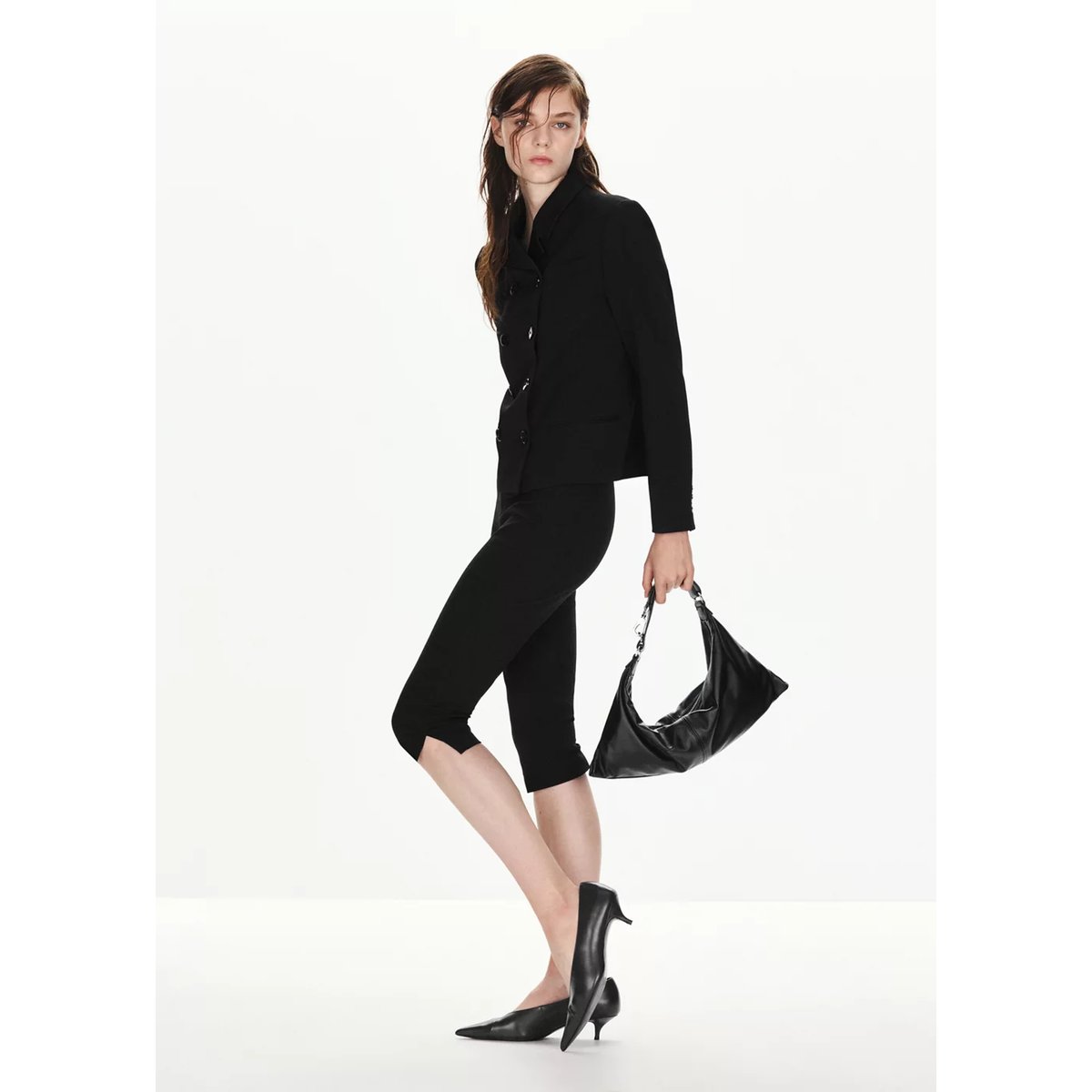 Veste crop croisée noir, MANGO