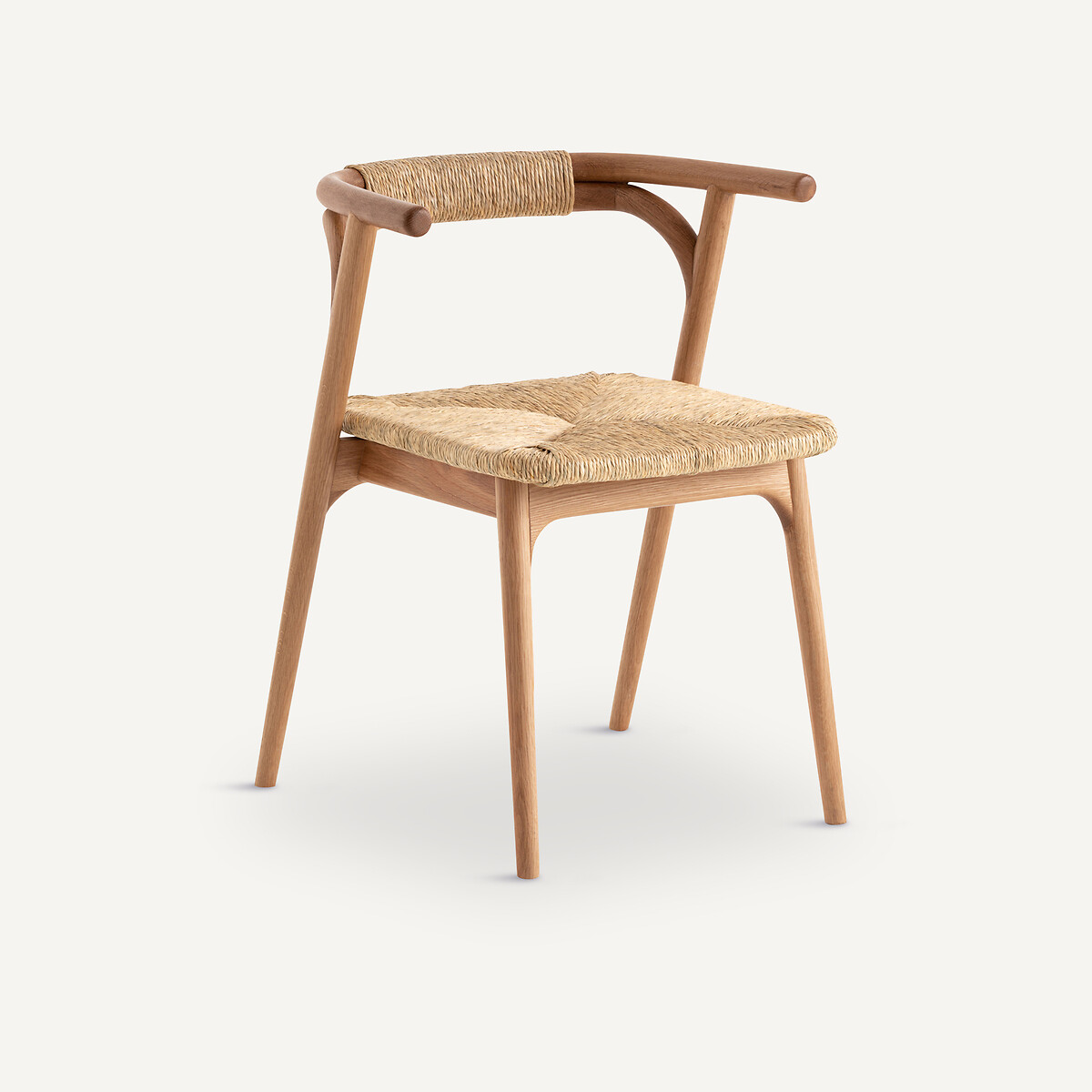 Fauteuil de table en chêne et paille, Fermyo chêne naturel, AM.PM