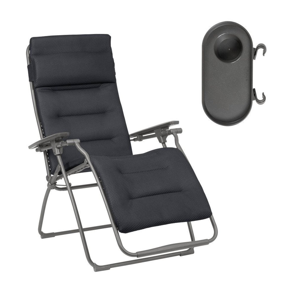 Lot  fauteuil relax + porte gobelet - FUTURA gris dark grey, LAFUMA MOBILIER