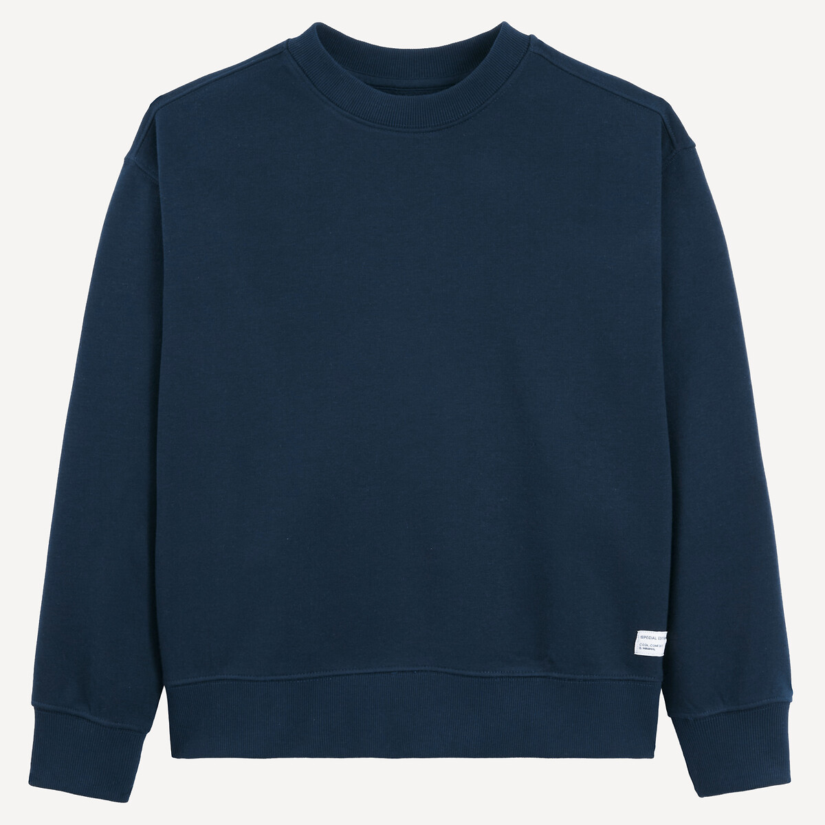 Sweater in molton met ronde hals marineblauw, LA REDOUTE COLLECTIONS