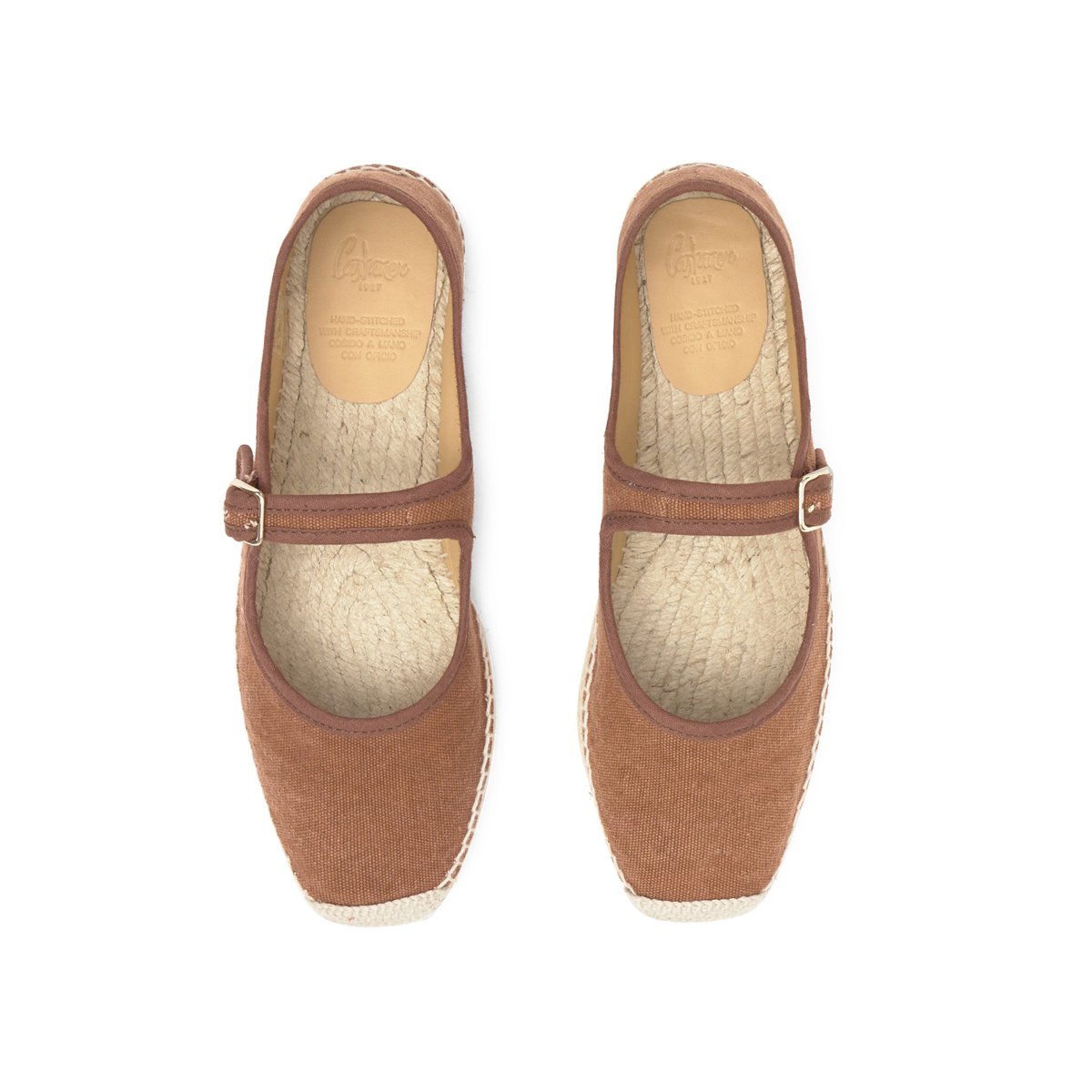 Espadrilles plates style Mary-Jane en coton PADUA PLATFORM cognac, CASTANER