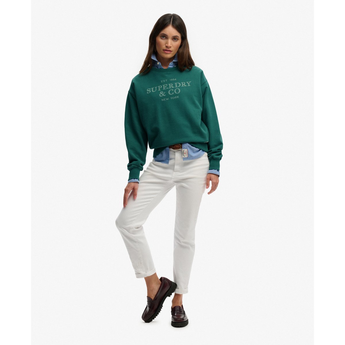Sweatshirt Luxe Casual Coupe Décontractée vert pinède, SUPERDRY