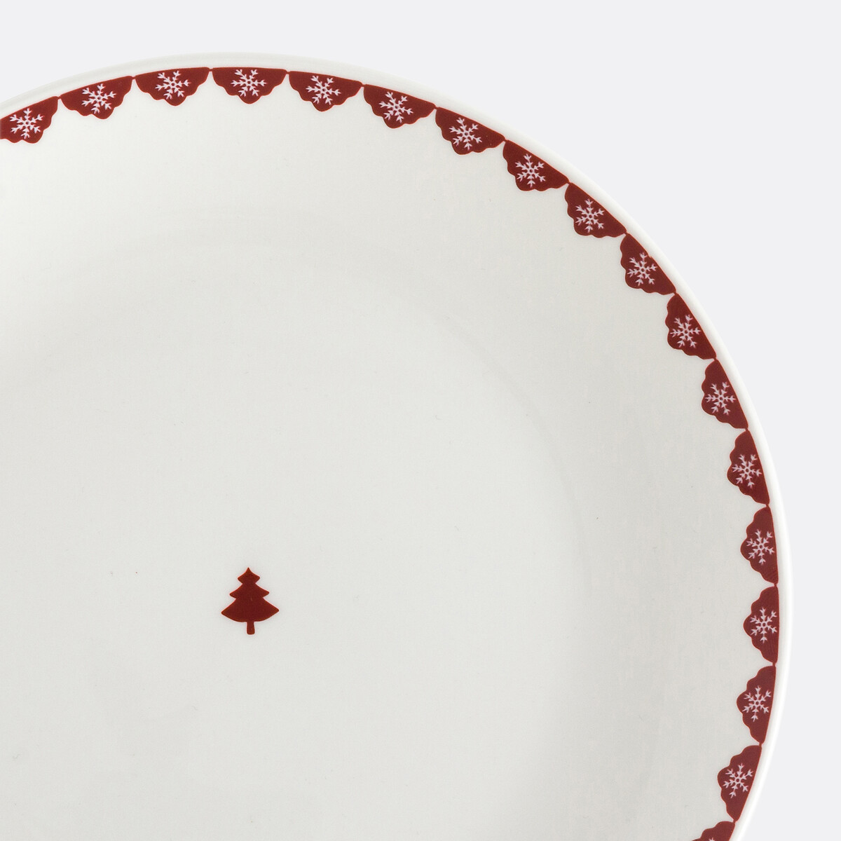 Lote de 4 platos de postre de porcelana, Flocani rojo/blanco, LA REDOUTE INTERIEURS